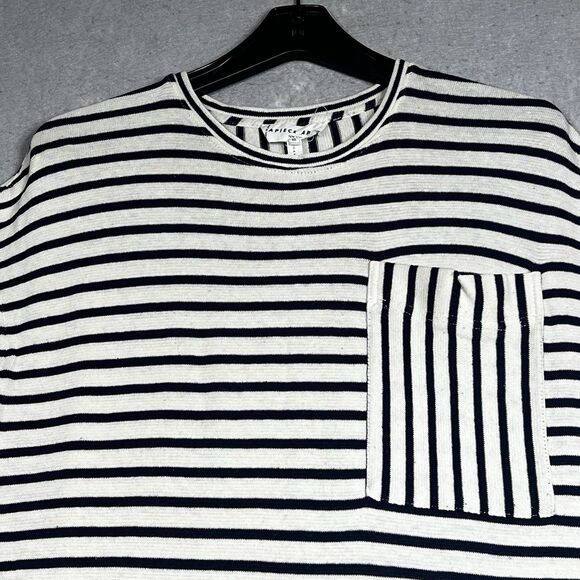 Apiece Apart Top Womens Size XS White Blue Striped Pocket Tunic 100% Cotton - Picture 2 of 13